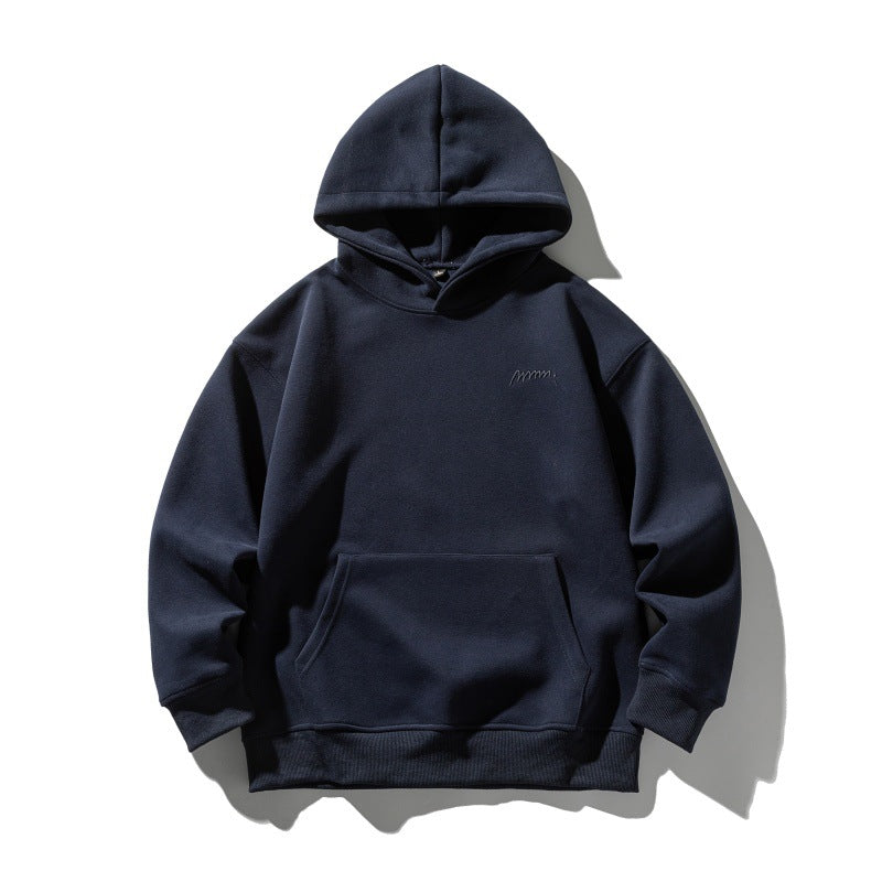 Simple Embroidered Solid Color Loose Versatile Long Sleeve Hoodie