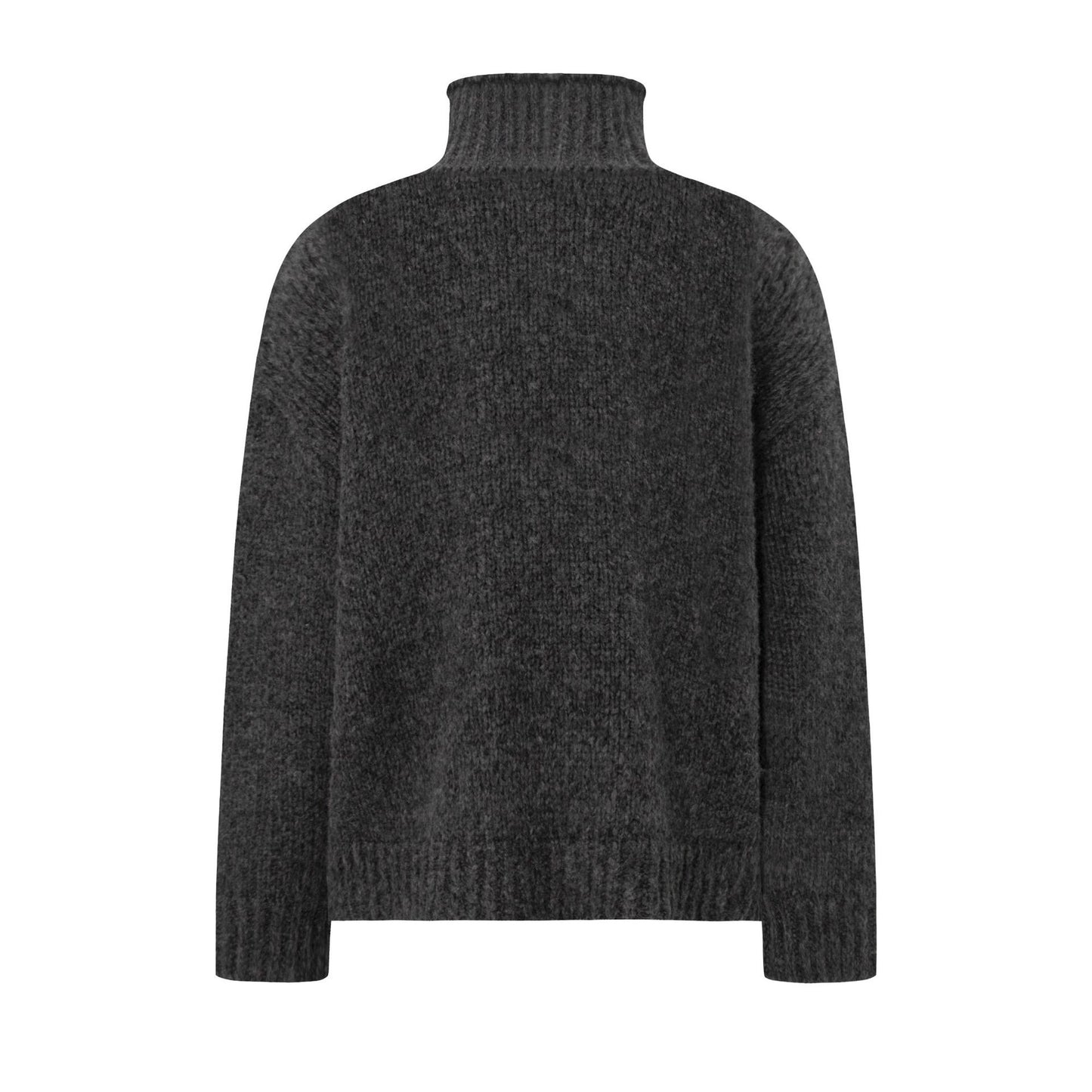 Casual Minimalist Solid Color Unisex Knit Cardigan Men's Streetwear Loose High Neck Sweater