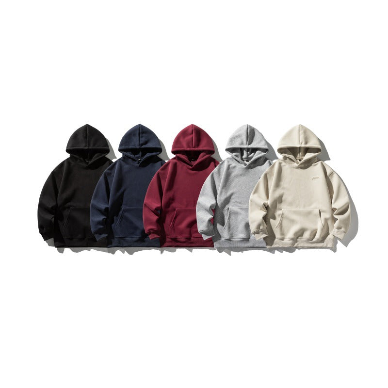 Simple Embroidered Solid Color Loose Versatile Long Sleeve Hoodie