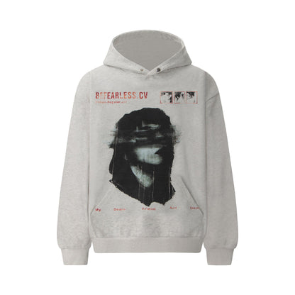 Vintage Trendy Heavyweight Composite Washed Character Print Men's Hooded Loose Hoodie