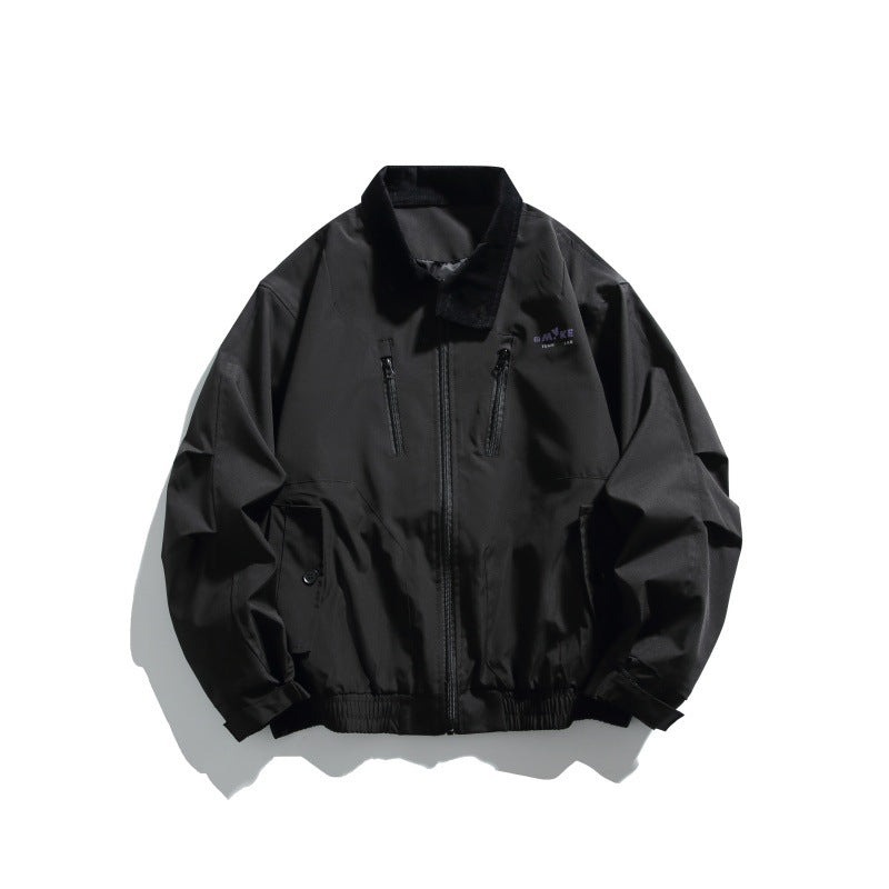 Simple Print Multi-Pocket Loose Casual Work Jacket for Men