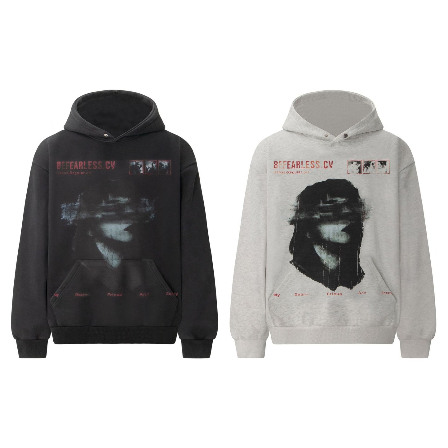 Vintage Trendy Heavyweight Composite Washed Character Print Men's Hooded Loose Hoodie