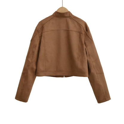 Autumn and winter thick warm zipper short jacket jacket leather jacket