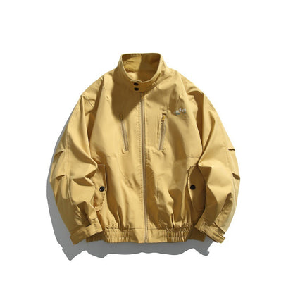 Simple Print Multi-Pocket Loose Casual Work Jacket for Men