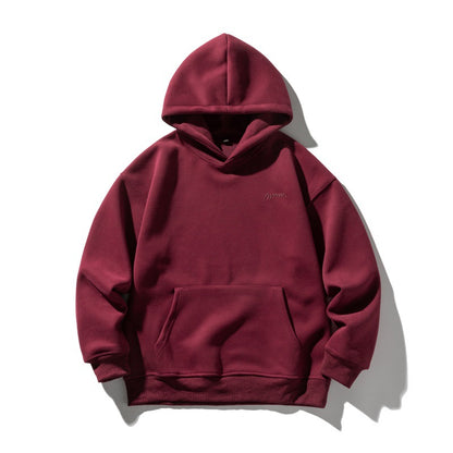 Simple Embroidered Solid Color Loose Versatile Long Sleeve Hoodie