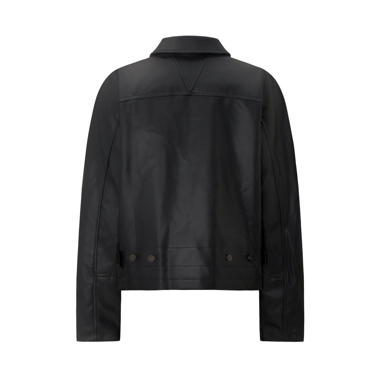 Street Style Vintage Burgundy Deconstructed PU Leather Jacket Men's Short Wide Cut Outerwear